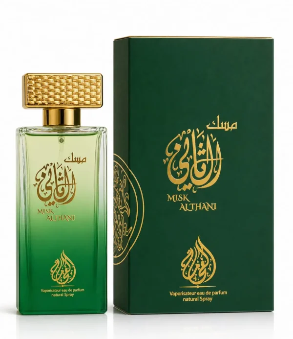 Misk Althani Eau de Parfum bottle by Al Fakhama Al Malakia