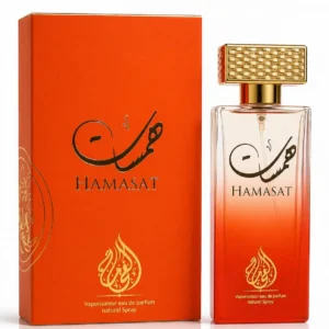 Hamasat Eau de Parfum bottle by Al Fakhama Al Malakia